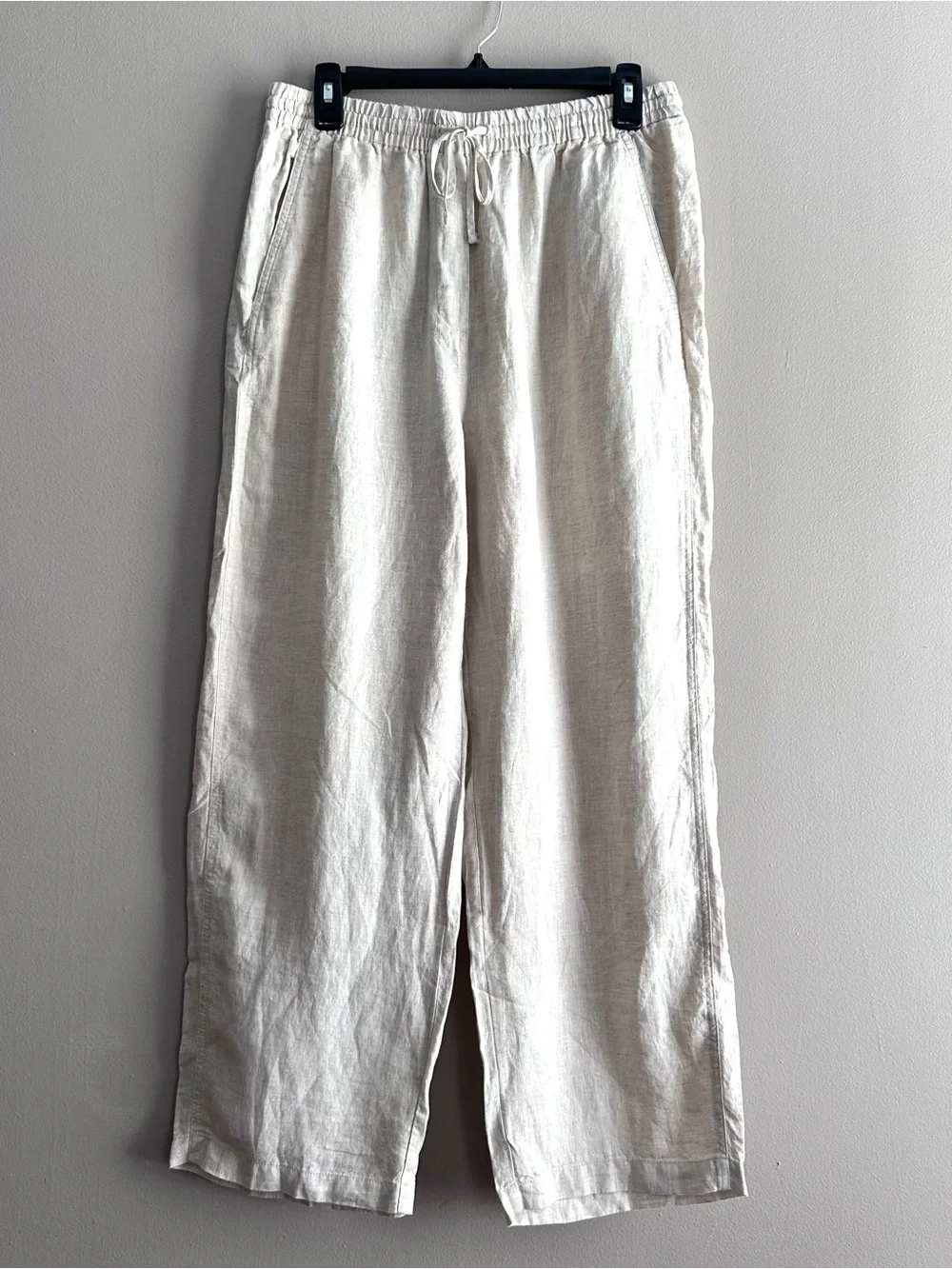 Banana Republic 100% Linen Beige European Flax Wide Leg Pants Womens Medium NWT